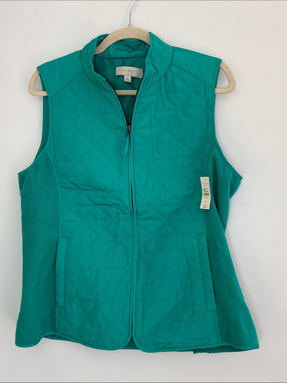 Talbots Teal Quilted Sleeveless Vest M New